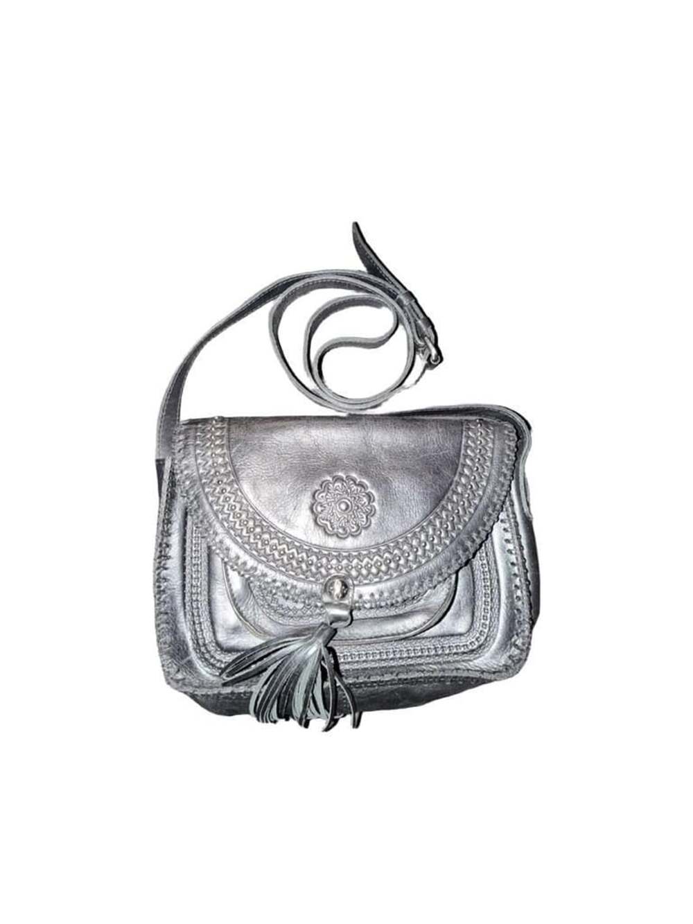Patricia Nash Beaumont Black Leather Hand-Tooled Crossbody Bag